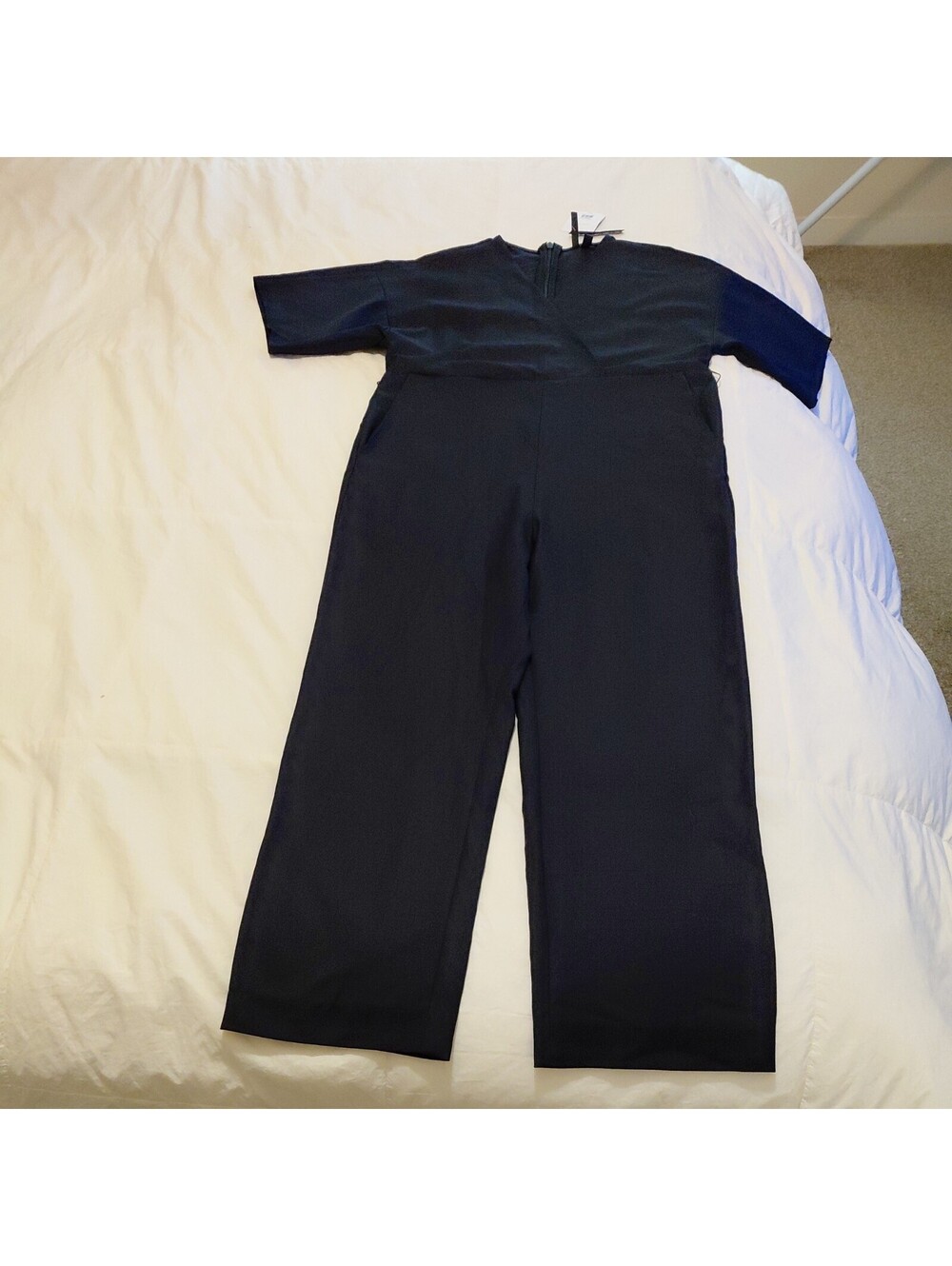 NWT Top Shop Wool Jumper Navy Short Sleeve front pkts no belt #1067